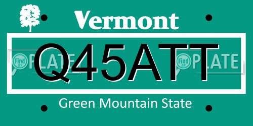 Q45ATT Vermont License Plate