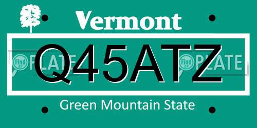 Q45ATZ Vermont License Plate