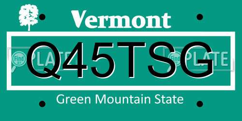 Q45TSG Vermont License Plate