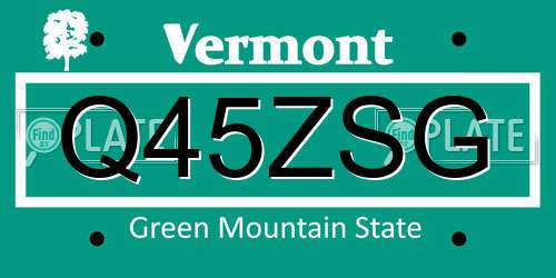 Q45ZSG Vermont License Plate