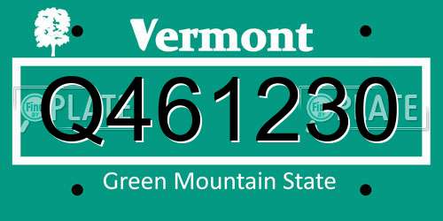 Q461230 Vermont License Plate