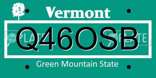 Q46OSB Vermont License Plate