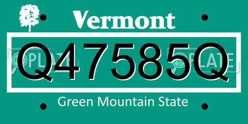 Q47585Q Vermont License Plate