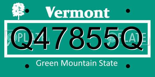 Q47855Q Vermont License Plate