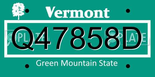 Q47858D Vermont License Plate