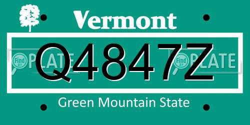 Q4847Z Vermont License Plate