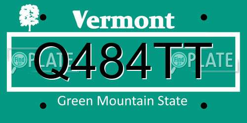 Q484TT Vermont License Plate