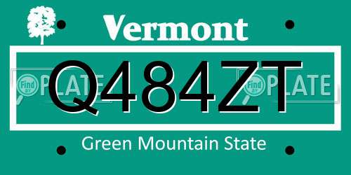 Q484ZT Vermont License Plate