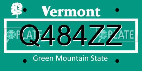Q484ZZ Vermont License Plate