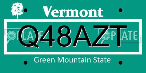 Q48AZT Vermont License Plate