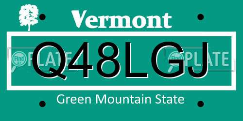 Q48LGJ Vermont License Plate