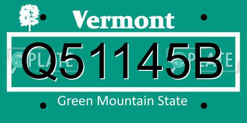 Q51145B Vermont License Plate