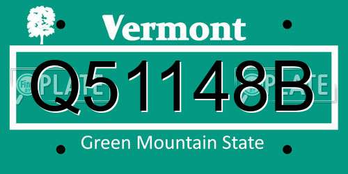 Q51148B Vermont License Plate