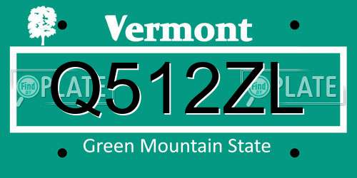 Q512ZL Vermont License Plate