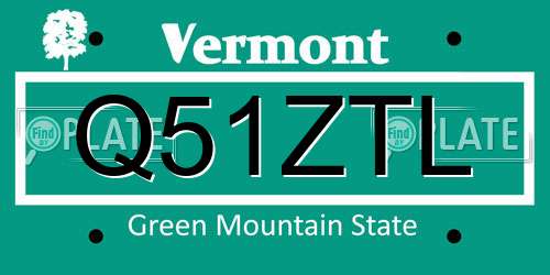Q51ZTL Vermont License Plate
