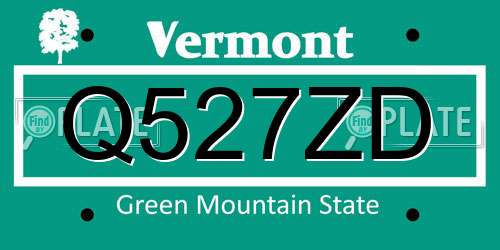 Q527ZD Vermont License Plate