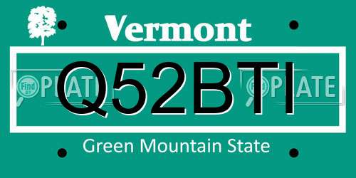 Q52BTI Vermont License Plate