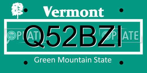 Q52BZI Vermont License Plate