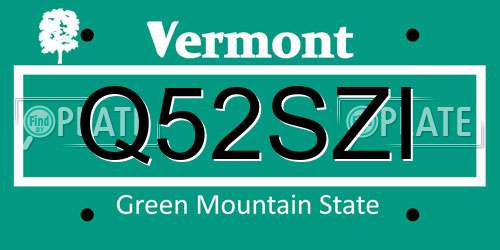 Q52SZI Vermont License Plate