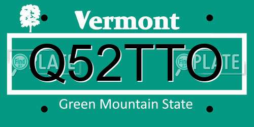Q52TTO Vermont License Plate