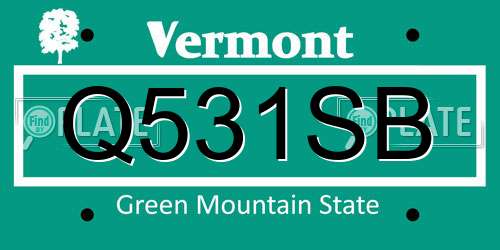 Q531SB Vermont License Plate