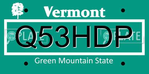 Q53HDP Vermont License Plate