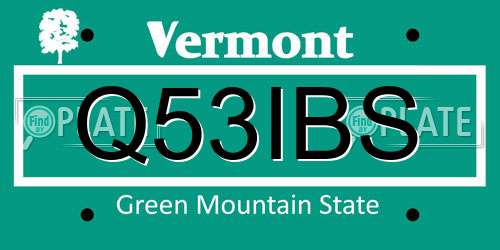Q53IBS Vermont License Plate