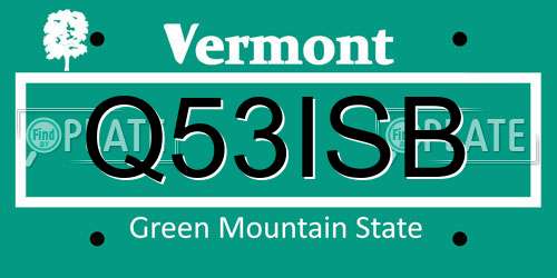 Q53ISB Vermont License Plate
