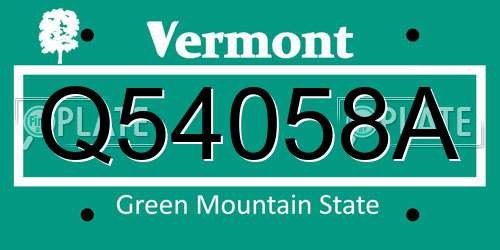 Q54058A Vermont License Plate