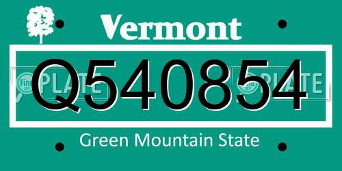 Q540854 Vermont License Plate