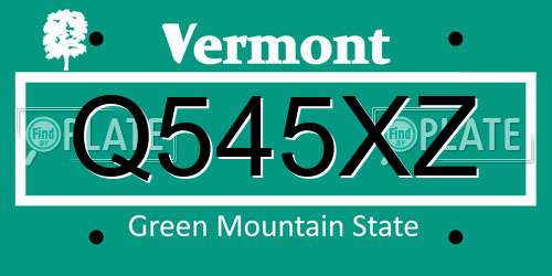 Q545XZ Vermont License Plate