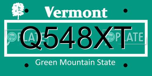 Q548XT Vermont License Plate