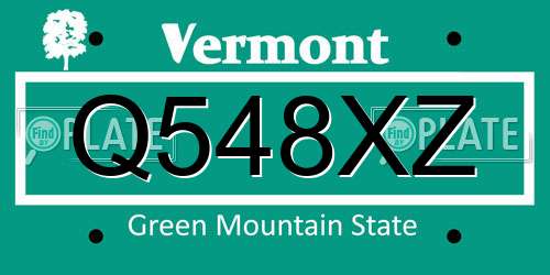 Q548XZ Vermont License Plate