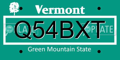 Q54BXT Vermont License Plate