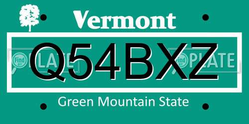 Q54BXZ Vermont License Plate