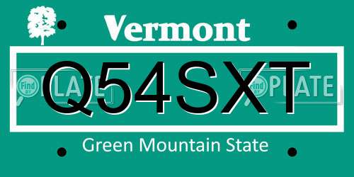 Q54SXT Vermont License Plate