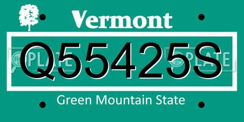 Q55425S Vermont License Plate