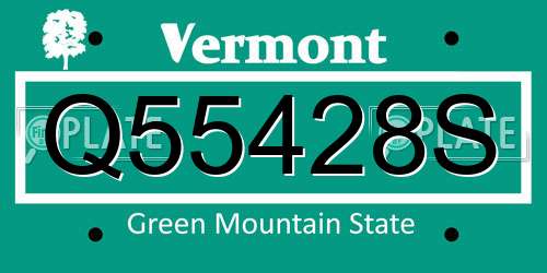 Q55428S Vermont License Plate