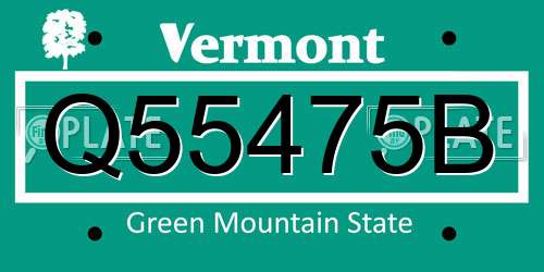 Q55475B Vermont License Plate