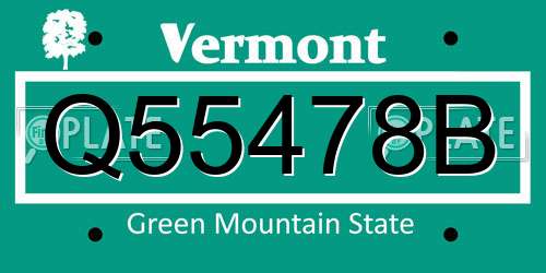 Q55478B Vermont License Plate