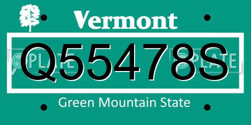 Q55478S Vermont License Plate