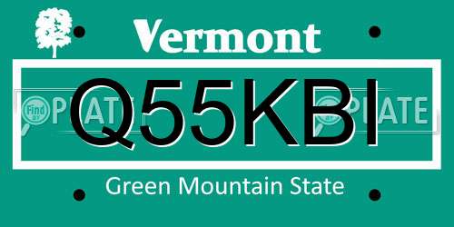 Q55KBI Vermont License Plate