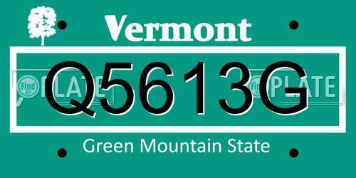 Q5613G Vermont License Plate