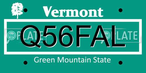 Q56FAL Vermont License Plate