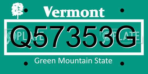 Q57353G Vermont License Plate