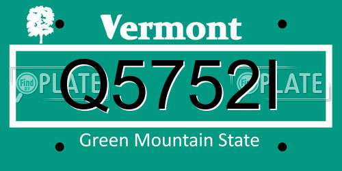 Q5752I Vermont License Plate