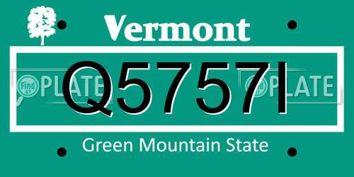 Q5757I Vermont License Plate