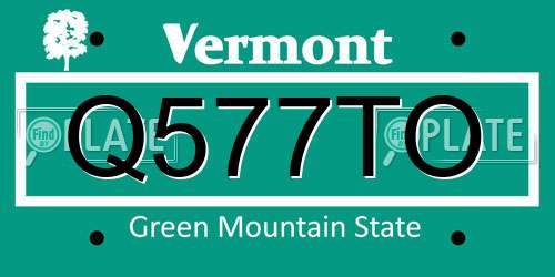 Q577TO Vermont License Plate