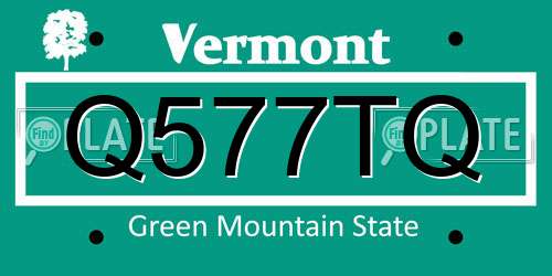 Q577TQ Vermont License Plate