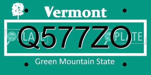 Q577ZO Vermont License Plate
